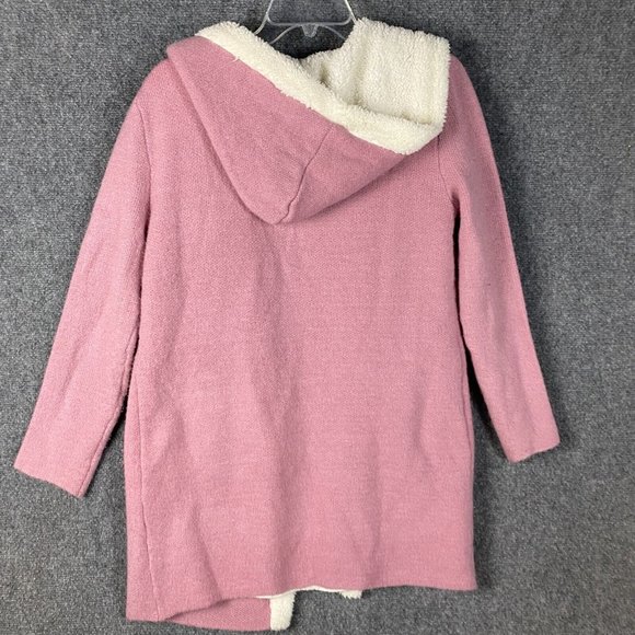 Twine and String Cardigan Women's Small Knit Pink Acrylic Blend Hooded S - Picture 7 of 8